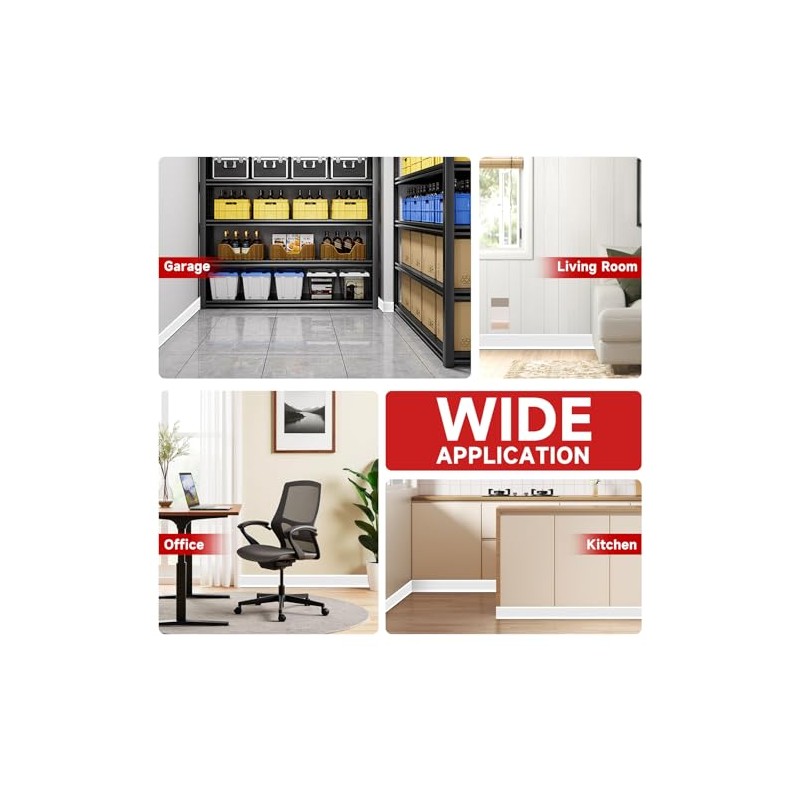 Vinyl Wall Base, 4 Inch(W) x 10 Feet(L) Flexible Baseboard