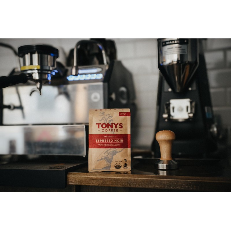 Tony's Coffee, Espresso Noir (12oz), Medium-Dark Roast Whole Bean Coffee,