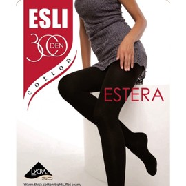 Conte Esli Thick Stretchy Soft Footed Winter Warm Cotton Tights ESTERA 300 den (4 - Large, Black)