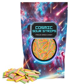 Freeze Dried Sour Belts, Crunchy Candies, Dehydrated Rainbow Candy, Assorted Fruity Flavors, Share Sized, Resealable Bag, 2.47 Ounces