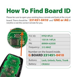 Keylessbest Replacement for 2011 2012 Smart Proximity Toyota Mirai GNE 0351 Board Key Fob HYQ14FLA 315MHz 4 Buttons