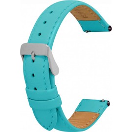 Toff London Ladies Turquoise Leather Watch Strap, Quick Release with Silver Metal Buckle, Band Width 18mm