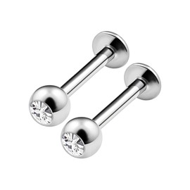 KJM Fashion Daith Surgical Steel Labret Earrings 1.6 mm 14 g Pack of 2, Stainless Steel