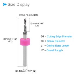 CoCud Micro PCB Drill Bits 1/8 Inch Shank 1.9 mm Cutting Edge Tungsten Carbide Circuit Board Drill Bit (Application: for CNC Drilling and Engraving Machine) Pack of 10