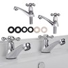 2 Pieces Traditional Bathroom Faucets, Chrome Hot and Cold Faucets,