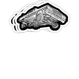 Chilli Purple 64 Lowrider Impala 3 Wheelin Gift Decorations - 4x3 Vinyl Stickers, Laptop Decal, Water Bottle Sticker (Set of 3)