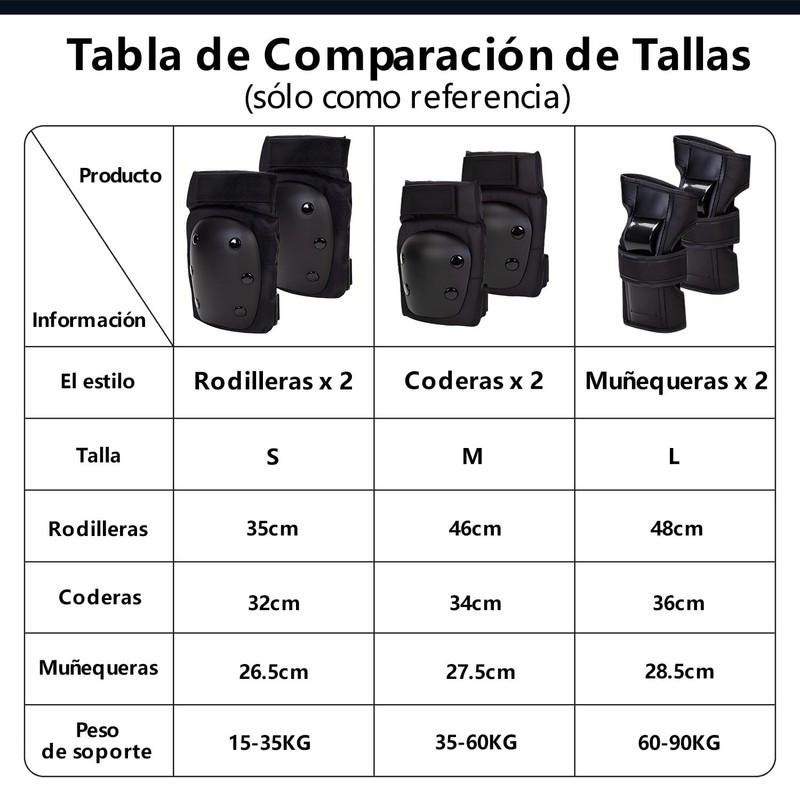 6PCS Juego de Rodilleras Coderas y Muñequeras Ajustable EVA Engrosada