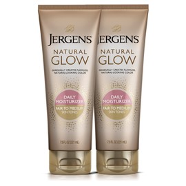 Jergens Jergens Natural Glow Self Tanner Body Lotion, Sunless Tanning, Fair to Medium Skin Tone, Daily Moisturizer with Coconut Oil, Vitamin E and Antioxidants, 7.5 Oz, Pack of 2
