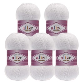 5 x 100 g Alize Cotton Gold Plain Classic Yarn Crochet Yarn Knitting Wool Choice of Colours Colour: 55 White