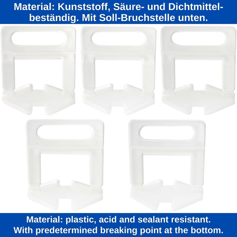 Pull tabs for tiles, 100 pieces, 2.5 mm thickness, made