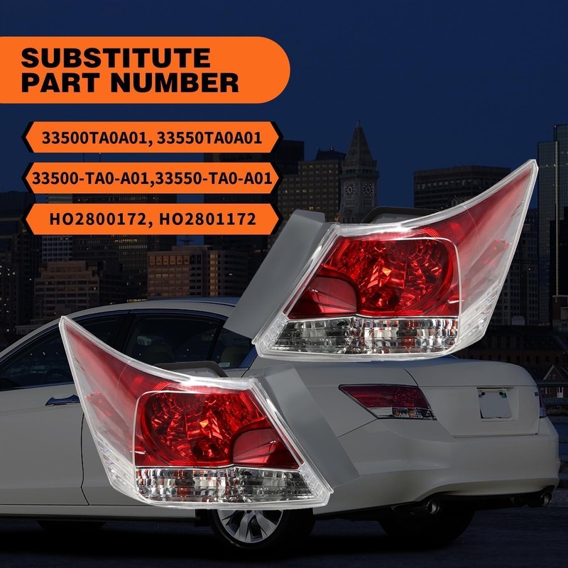 Aspaton Pair Tail Lights Assembly Compatible with Accord Sedan 2008-2012