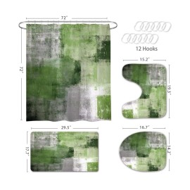 Martha Stewart Sage Green Shower Curtain Set with Rugs, Ombre Bathroom Decor, Grunge Style