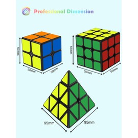Roxenda Zauberwürfel Set, Original Speed Cube Set mit 2x2 3x3 Pyramide Speedcube, Einfaches Drehen & Flüssiges Spielen, Aufkleber Version (Sticker)