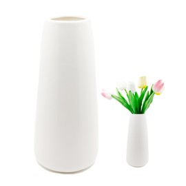Ceramic Vase, White, Flower Vase, Ceramic Vases for Flowers, Vase for Pampas Grass, Modern Small Ceramic Vase for Home, Living Room, Dining Table, Office Decor