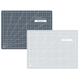 SEMPLIX Self-healing cutting mat A4 in green, pink, grey, turquoise, purple. Ideal for crafts, sewing and patchwork. 30 x 22 cm. Printed on both sides. Front cm, back inch dimensions
