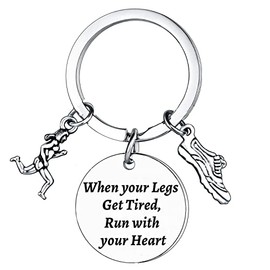 Inspirational Gift Running Keychain Runners Gift for Men Women Encouragement Gift for Daughter Son Trainer Jewelry Run with Your Heart Key Chain