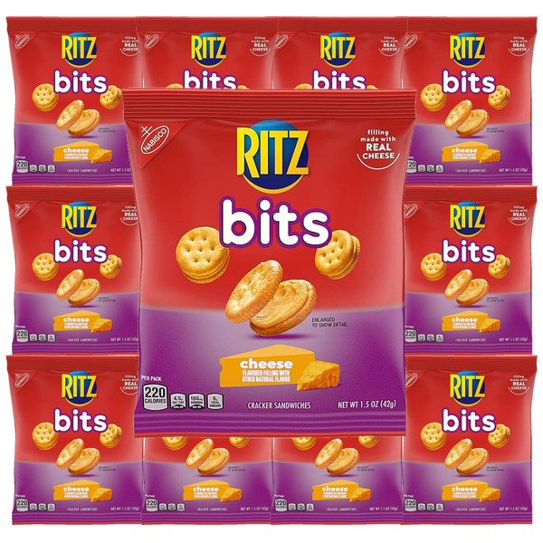 RITZ Bits Cheese Sandwich Crackers, 1.5 ounce Pack of 10