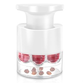 Cherry Pitter, 7-Hole Push-Type Cherry Pitter with Pit Storage Tray, Efficient Pit Removal, Multi-Particle Separator, Fruit Seed Remover Tool (White)