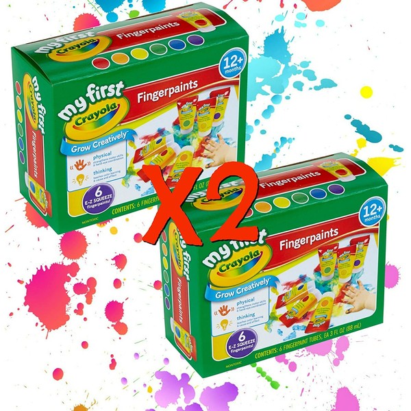 Crayola Washable Finger Paint Easy Squeeze Bottles Family Fun For All Ages Set Of 2 (12 3 OZ Bottles 2 of each color)