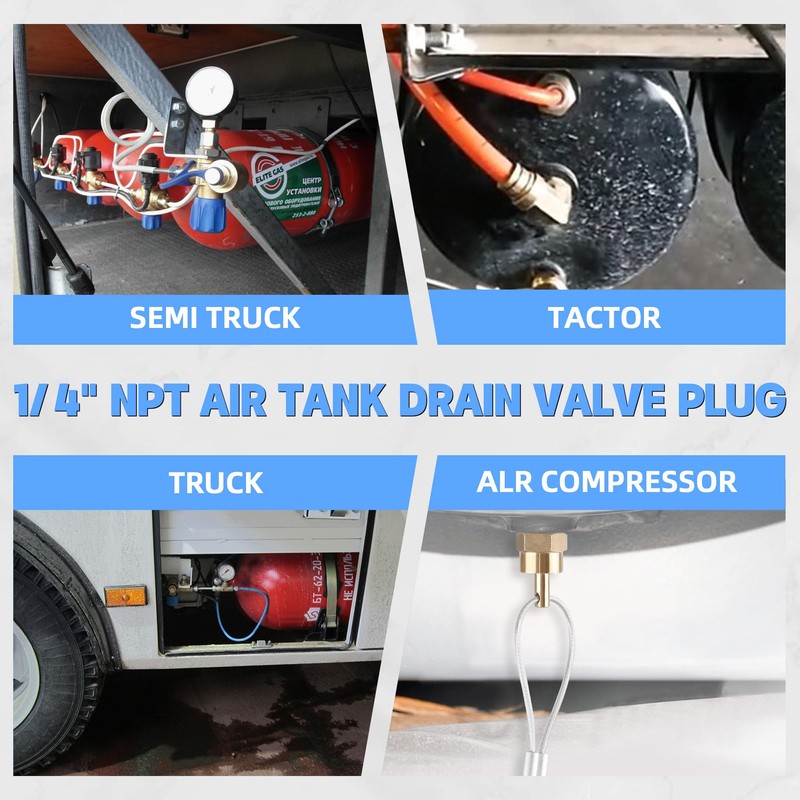 1/4” Air Tank Drain Valve Plug with 60” Cable, Dazakoot