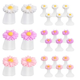 24 PCS Daisy Silicone Toe Separators Flower Toes Spacers Pedicures Silicone Toe Nail Separator Pedicure Toes Dividers for Women Pedicure Nails Salon Foot Spacers Nail Art Tools (Pink, Purple, White)