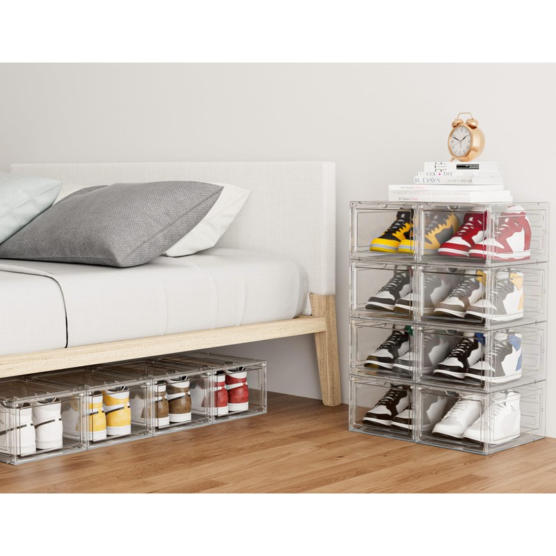 HOMIDEC Shoe Storage, 6 Pack Shoe Organizer Clear Hard Plastic