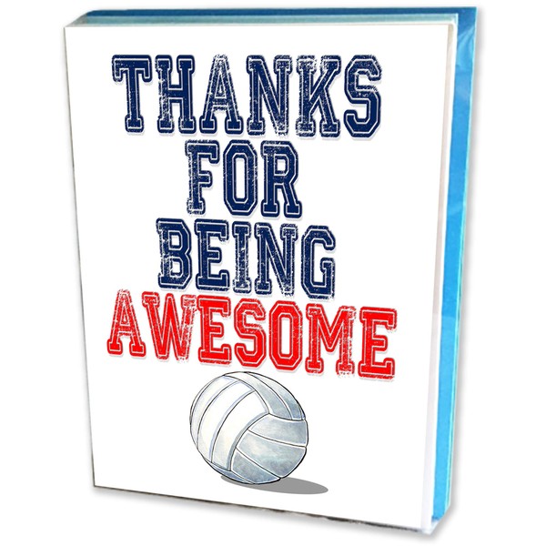 Play Strong Volleyball Thanks For Being Awesome Note Cards 12-Pack (4.25" x 5.5") Illustrated Sports Thank You Note Cards - Awesome for Players, Coaches, Fans, Friends and Family - Thank You!