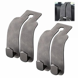 Yuqilin Pack of 2 Car Hooks Headrest Hooks Universal Car Hooks Back Seat Headrest Hooks Storage Hooks Car Hooks for Wallets and Bags for Coats Umbrellas Grocery Bags Handbag (Grey)
