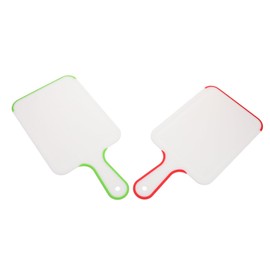 WOONEKY 2pcs Portable Plastic Chopping Boards with Handle Double Sided Cutting Mat for Outdoor Camping BBQ Easy to Clean Fruit Vegetable Board for Home Kitchen Use
