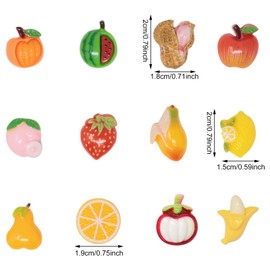 Honbay 72PCS Simulated Fruit Flatback Resin Charms Cute Fruit Slime Charms Strawberry Lemon Resin Embellishments Tomato Peach Banana Resin Cabochons Beads Crafts Jewelry Making Decoration Accessories