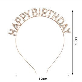 Samcos Happy Birthday Headband Set of 2 Colors, Birthday Hair Ornament, Cute, Stylish, Happy Birthday, Party Supplies, Party Photos, Silver/Rose Gold