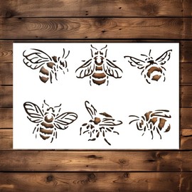 Bee Stencil Template - Reusable Big Bumble Bee Stencils for Painting on Wood, Glass, Wall Rock, Walls, Canvas, Glassware, Spray Painting, Airbrushing, Crafts (7x11)