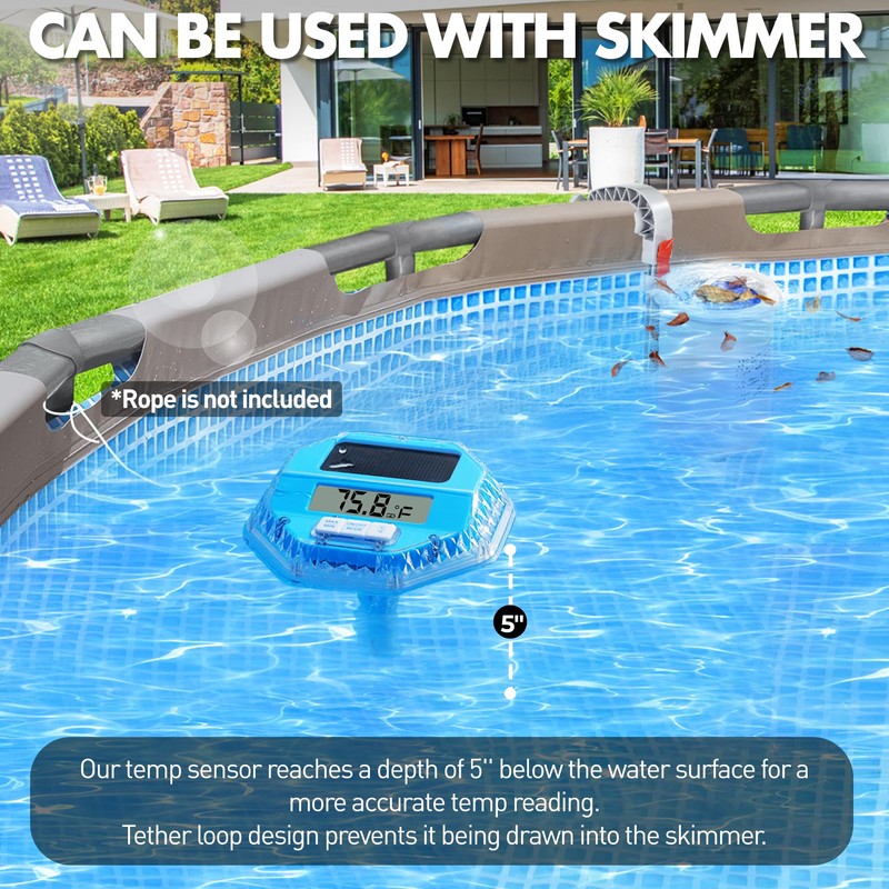 Pircaath 2025 Upgrade Digital Pool Thermometer Floating Easy Read, Solar