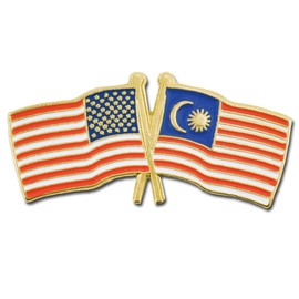 PinMart‘s USA and Malaysia Crossed Friendship Flag Enamel Lapel Pin - Country Flags Pins For Hats, Jackets, and Backpacks - 10 Pack