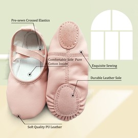 Earlyseabird Ballet Shoes for Girls Toddlers Practice Shoes Girls Ballet Shoe Yoga Shoes Ballet Slippers Flats for Toddler Kids Dancing