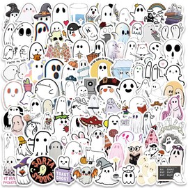 Ghost Stickers,100 PCS Ghost Graffiti Vinyl Waterproof Decals for Water Bottles Computer Bicycle Skateboard Luggage Phone Pad Laptop Kids Teens Stickers Pack