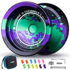 MAGICYOYO V12 Finger Spin Yoyo - Professional Responsive & Unresponsive Yoyo for Kids & Adults, 12 Strings & Accessory Kit - Black, Green, Purple
