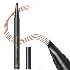 Eyebrow Pencil, Light Brown Waterproof Eye Brow Pen Microblading Smudge-Proof Long Lasting Brow Pencil with 4-Fork-Shaped Tip