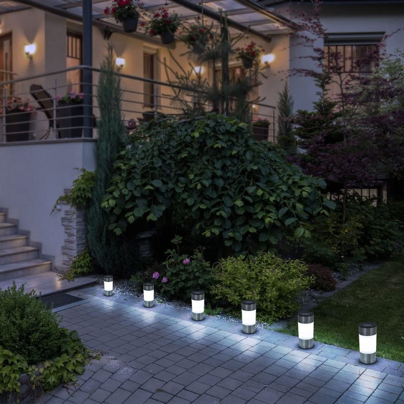 GLOBO 33254-3 LED Solar Lamp Stainless Steel Outdoor Garden Path