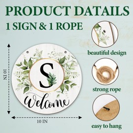 Letter S Wreaths Welcome Sign For Front Door, Greenery Boho Decorations Monogram Sign For Home, Initial Door Signs Wreath For All Seasons, Last Name Signs Housewarming Gifts For Friends Family -19