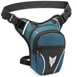YERUUE Leg Bag Motorcycle Waterproof for Men Women Motorcycle Bag Leg with Reflective, Removable Adjustable Leg Strap, Sports Thigh Bag for Hiking Climbing, Sea blue, western