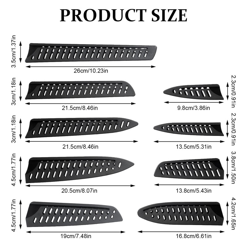QIYUDA 9PCS Knife Protector Sleeve, Plastic Safety Sheaths for Kitchen