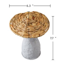 XQXJJZSP Rustic Rattan Mushrooms Garden Decor for Tabletop 6 X 8 Inch, Farmhouse Small Woven Mushrooms for Crafts Kitchen Accessories, Outdoor Wicker Decor for Yard Lawn