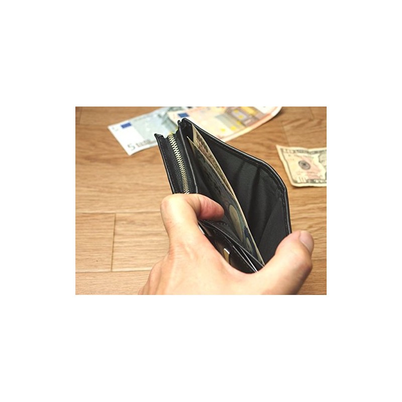 Bad Boy Bi-fold Wallet with L-Shaped Zipper Coin Case, Black