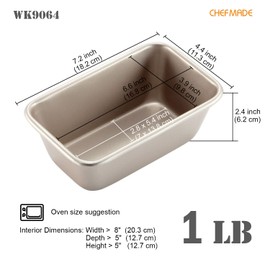CHEFMADE 1LB Rectangle Loaf Pan, Non-Stick Oblong Bread and Meat Bakeware for Oven Baking (Champagne Gold)