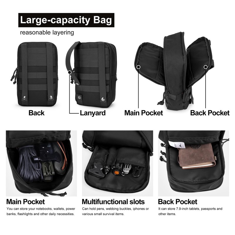 Mardingtop Molle Tactical Belt Bag, Multi-Chamber Tool Bag for Outdoor