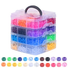 Simetufy 4200 Pcs Pony Beads Plastic Beads for Bracelets Making, Multi-Colored Rainbow Hair Beads for Hair Braids, 24 Assorted Colors Kandi Friendship Bracelet Beads for Crafts, Jewelry Making (Boxed)