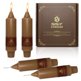 5 Inch Short Taper Candles Handmade Unscented Smokeless Set of 4 Long Burning Taper Candles Candle Sticks for Wedding Decoration Yoga Dinner(Black)