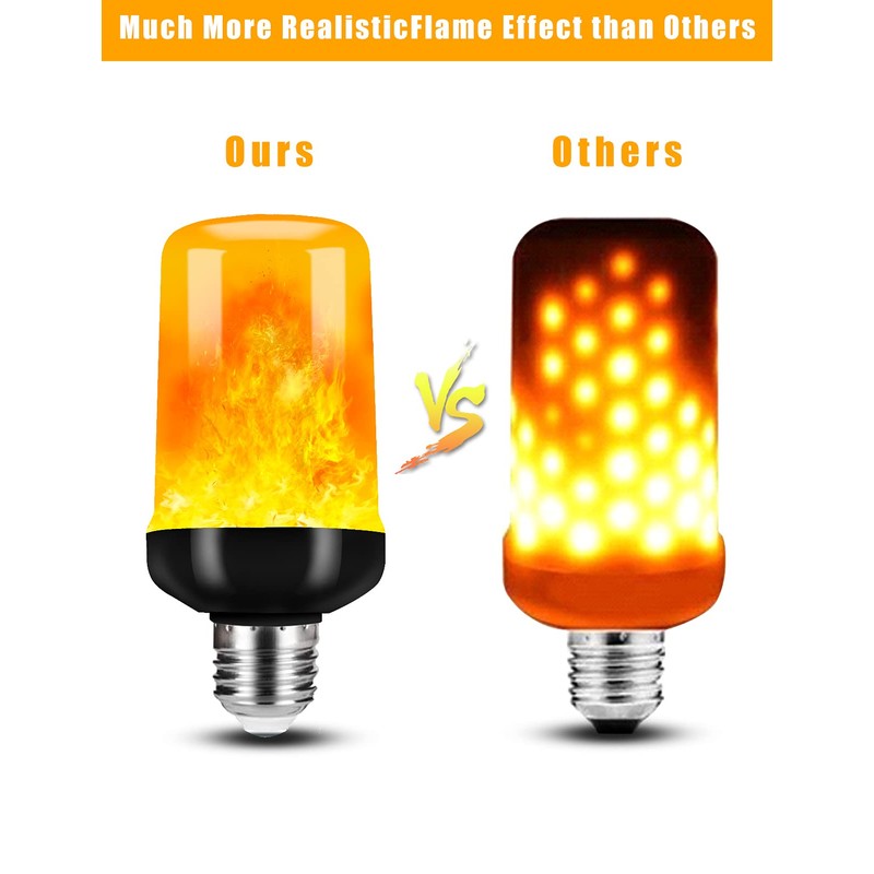 Hompavo 【Upgraded】 LED Flame Light Bulbs, 4 Modes Flickering Light