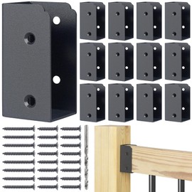 AECXM 201 Stainless Steel 2" x 4" (Actually 1 ½" x 3 ½") Deck Railing Connector, for Deck Railing, Handrail, Barn and Beam end Connection Installation (12pc-Black)
